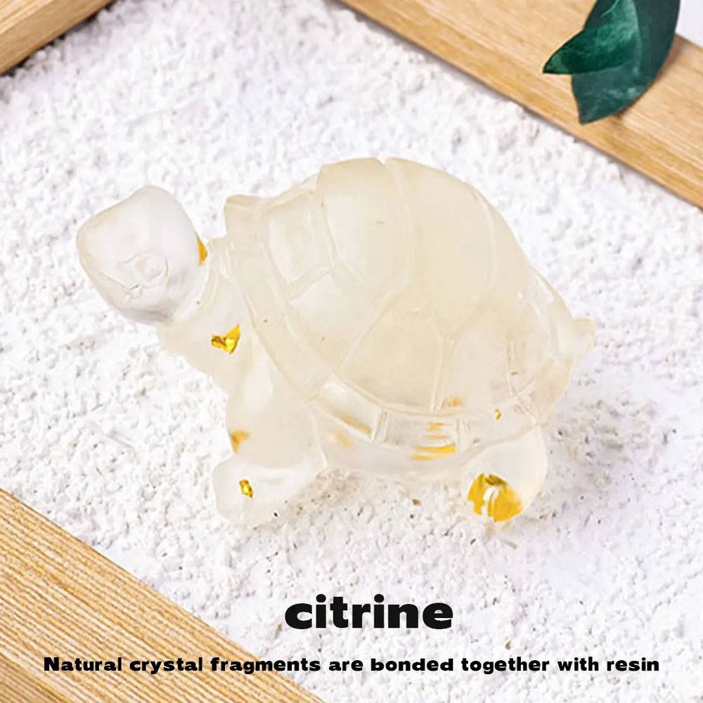 1PC Natural Crystal Rough Stone Turtle Statue Reiki Stone Tortoise Figurine Amulet Fengshui Sculpture for Home Office Decoration