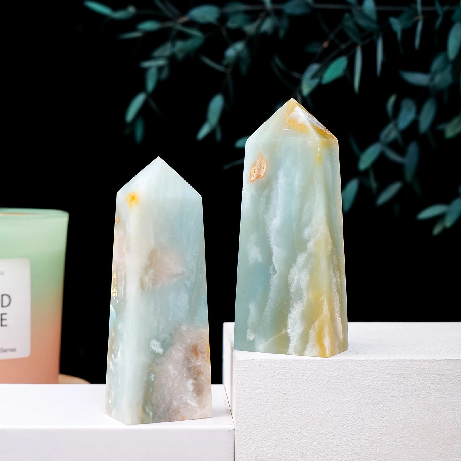 1PC Natural Crystal Stone Amazonite Crystal Tower Tetrahedron Healing Crystal Pyramid Home Decoration Energy Crystal Point