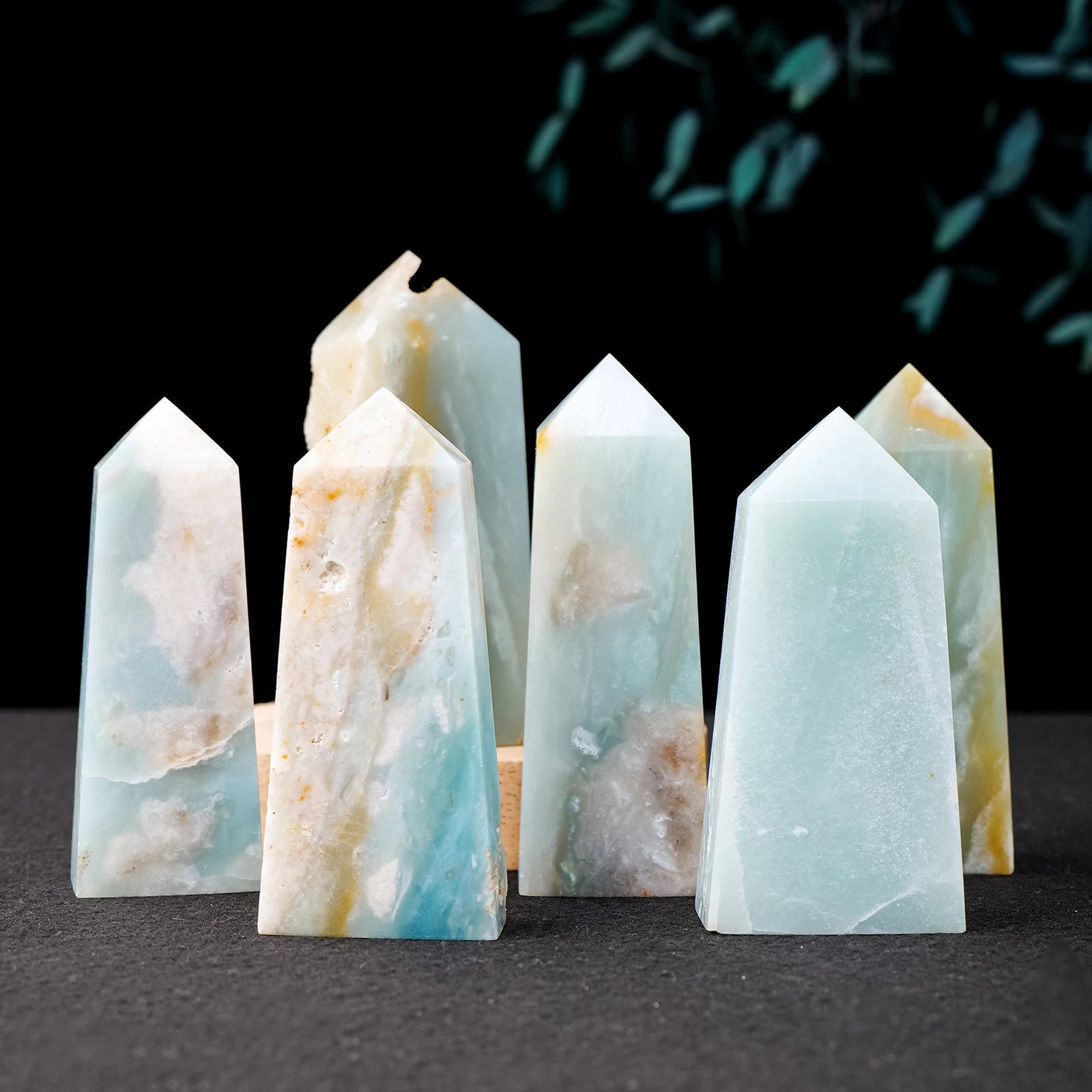 1PC Natural Crystal Stone Amazonite Crystal Tower Tetrahedron Healing Crystal Pyramid Home Decoration Energy Crystal Point