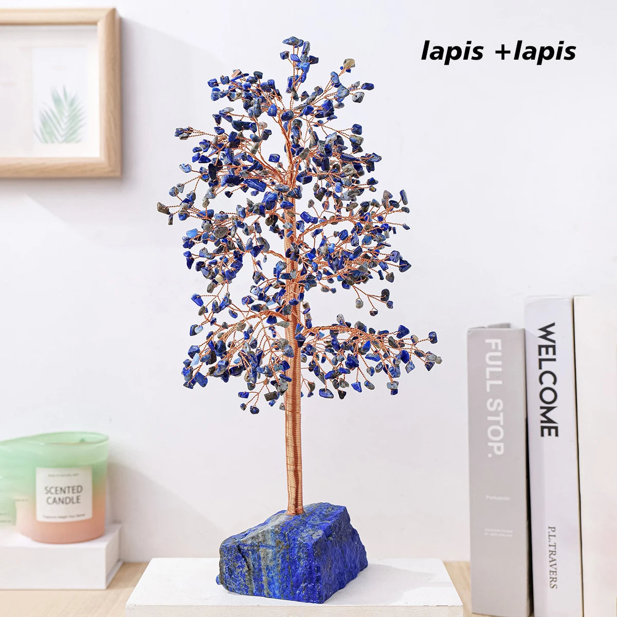 1PC Natural Crystal Stone Lapis Lazuli Crystal Tree Raw Stone Base Gemstone Tree of Life Spiritual Gift