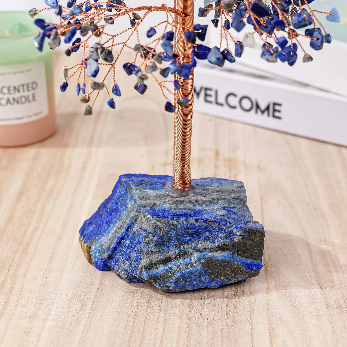 1PC Natural Crystal Stone Lapis Lazuli Crystal Tree Raw Stone Base Gemstone Tree of Life Spiritual Gift