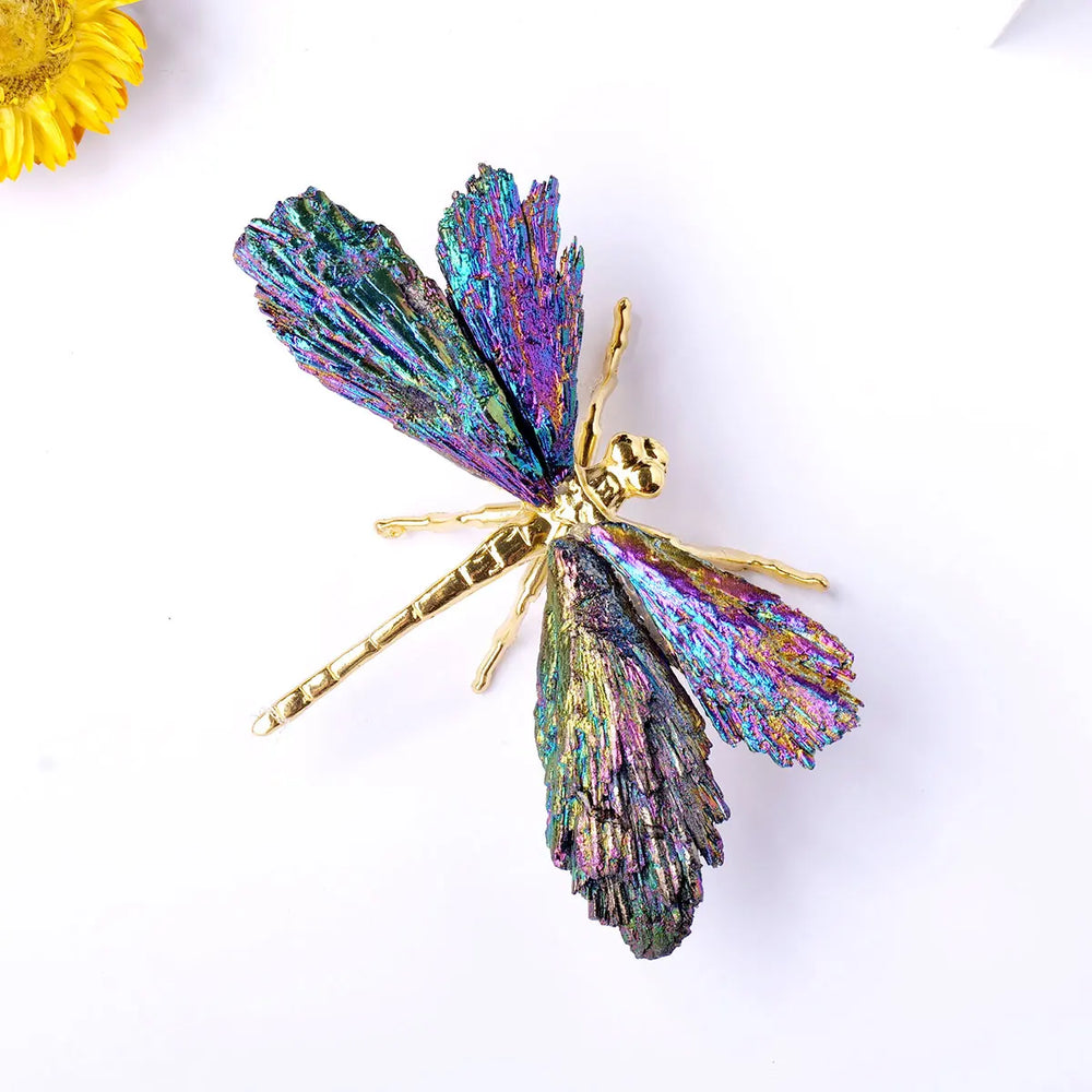 1PC Natural Crystal Stone Reiki Gemtone Healing Aura Tourmaline Colorful Flame Butterfly Animal Statue Home Garden Decorations