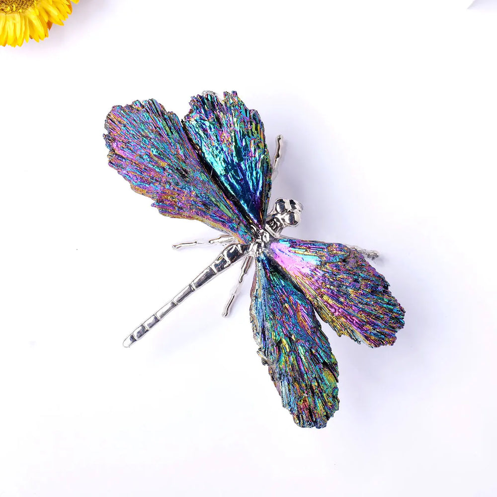 1PC Natural Crystal Stone Reiki Gemtone Healing Aura Tourmaline Colorful Flame Butterfly Animal Statue Home Garden Decorations