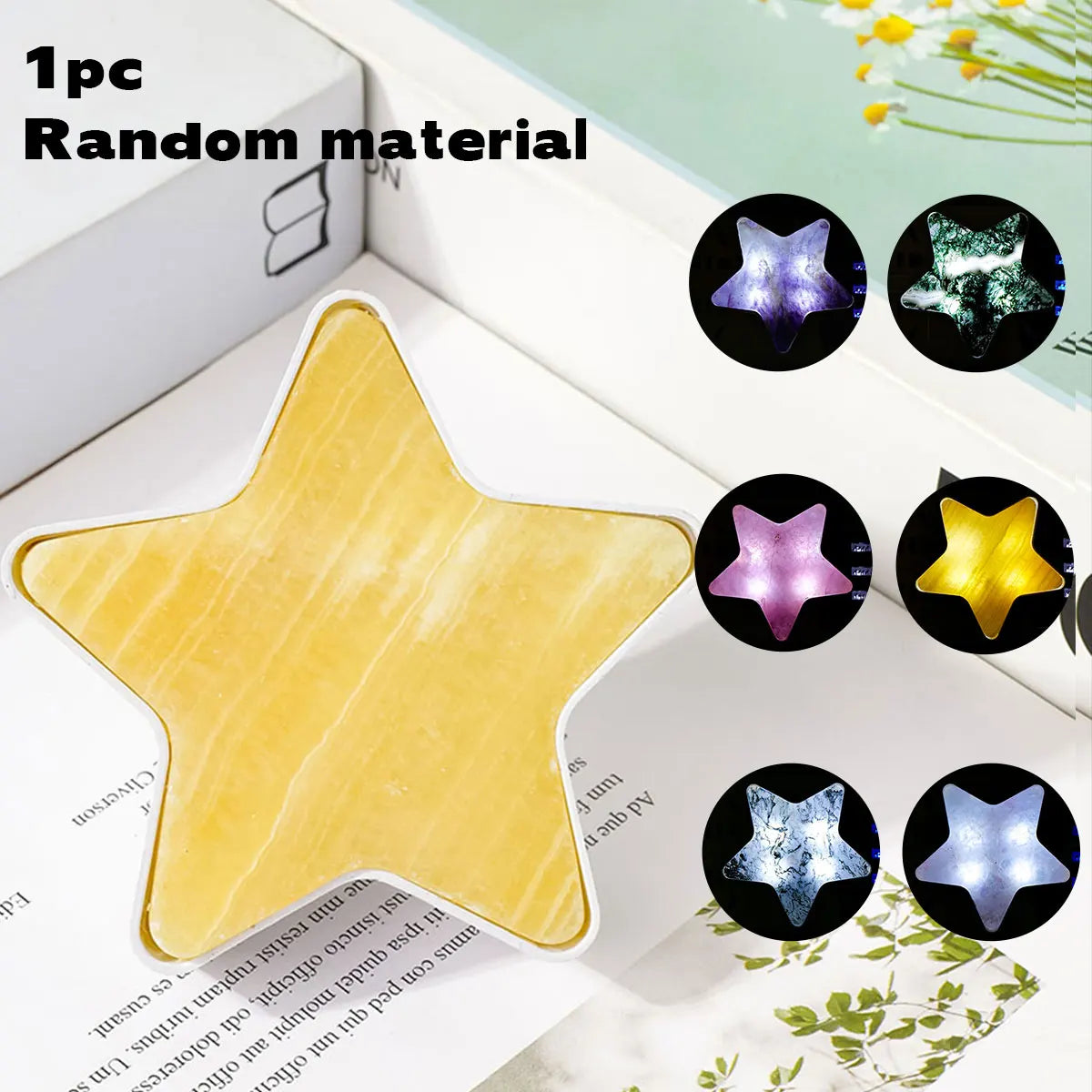 1PC Natural Crystal Stone Star Moon Statue Reiki Stone Pyramid Figurine Amulet Fengshui Sculpture for Home Office Decoration