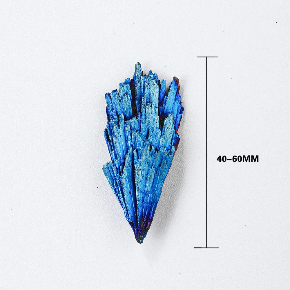 1PC Natural Crystal Stone black tourmaline blue Feather shaped ore marker Titanium Aura Quartz Crystal Tail Decor