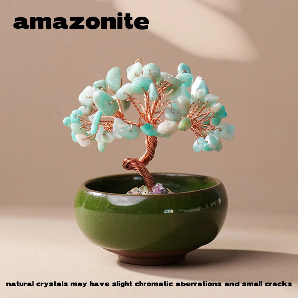 1PC Natural Crystal Tree Energy Stone Money Tree Copper Wire Wrapped Colorful Teabowl Yoga Feng Shui Trees Home Decor