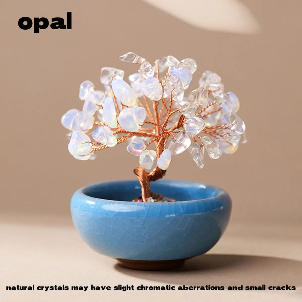 1PC Natural Crystal Tree Energy Stone Money Tree Copper Wire Wrapped Colorful Teabowl Yoga Feng Shui Trees Home Decor