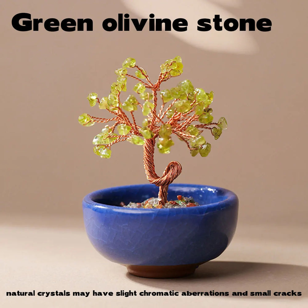 1PC Natural Crystal Tree Energy Stone Money Tree Copper Wire Wrapped Colorful Teabowl Yoga Feng Shui Trees Home Decor