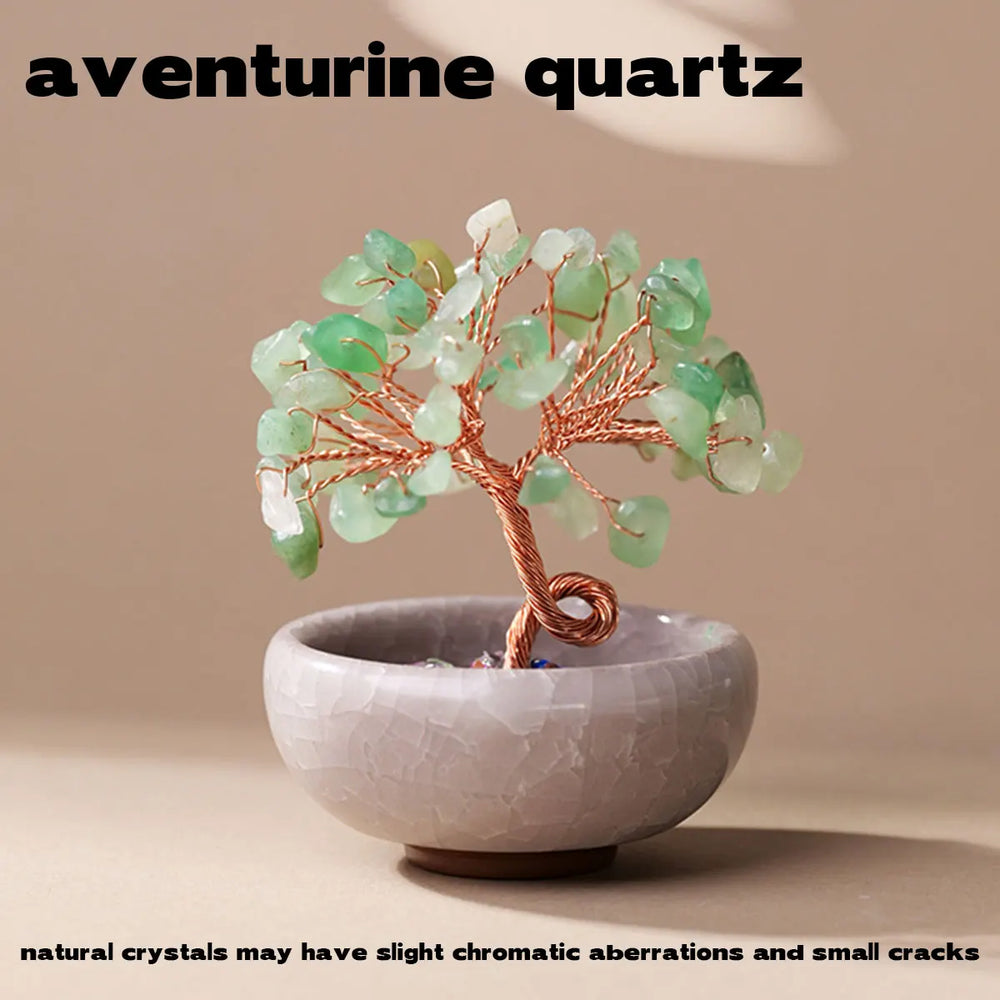 1PC Natural Crystal Tree Energy Stone Money Tree Copper Wire Wrapped Colorful Teabowl Yoga Feng Shui Trees Home Decor