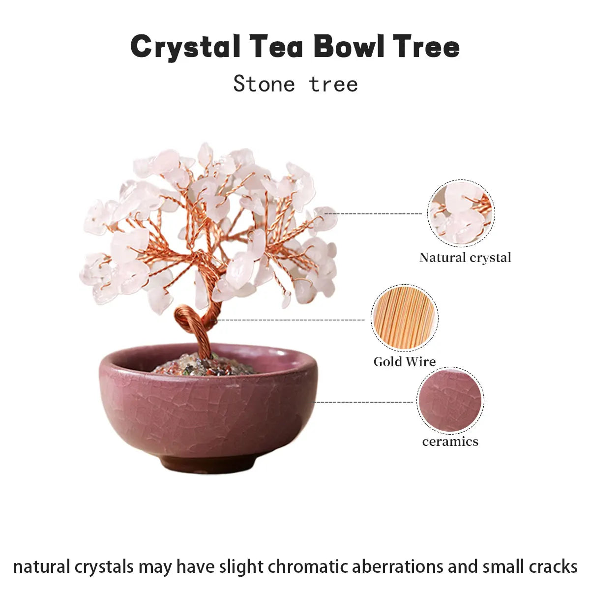 1PC Natural Crystal Tree Energy Stone Money Tree Copper Wire Wrapped Colorful Teabowl Yoga Feng Shui Trees Home Decor