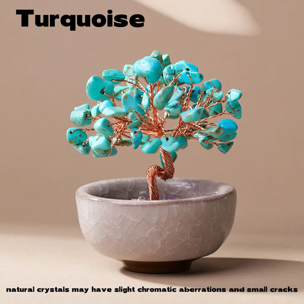 1PC Natural Crystal Tree Energy Stone Money Tree Copper Wire Wrapped Colorful Teabowl Yoga Feng Shui Trees Home Decor