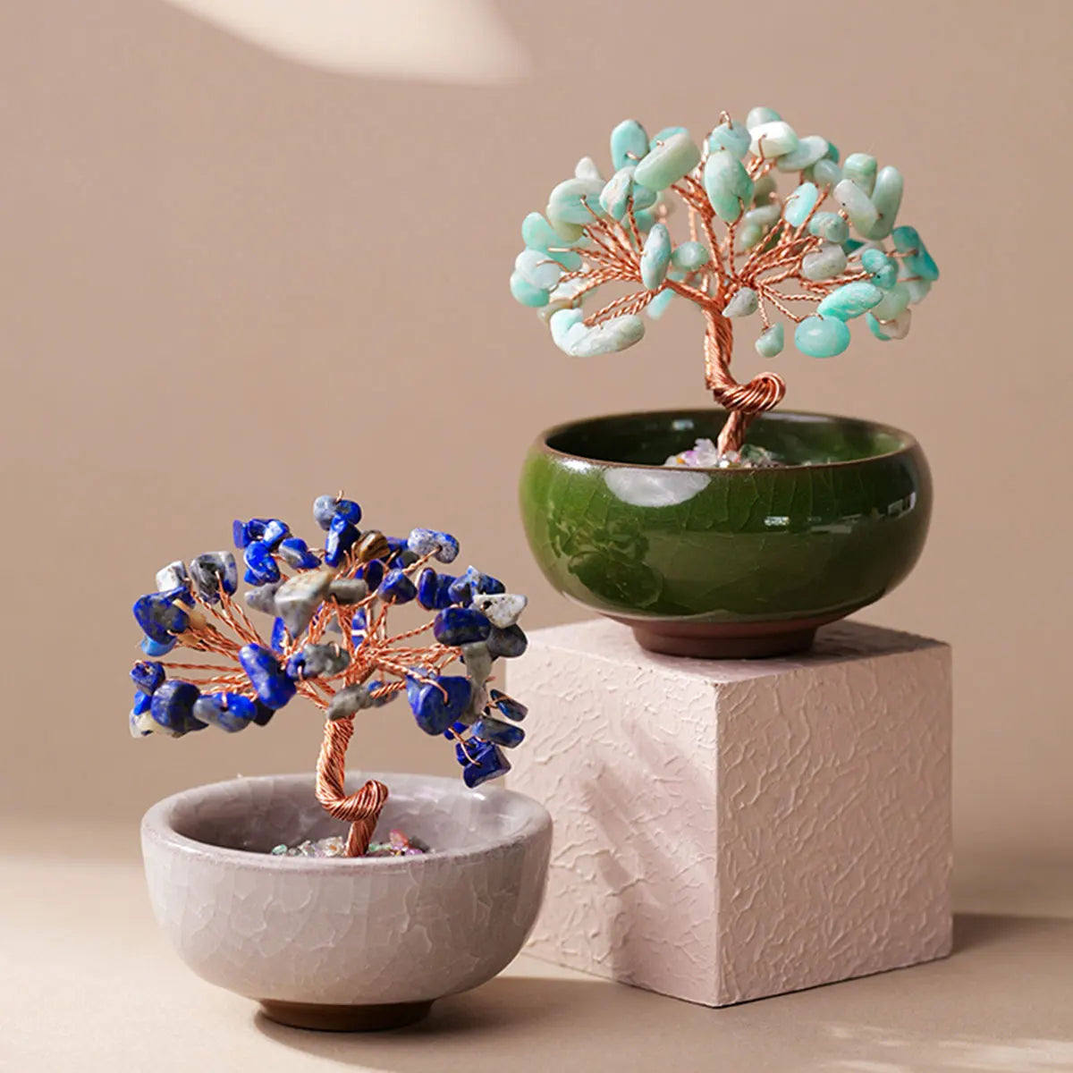 1PC Natural Crystal Tree Energy Stone Money Tree Copper Wire Wrapped Colorful Teabowl Yoga Feng Shui Trees Home Decor