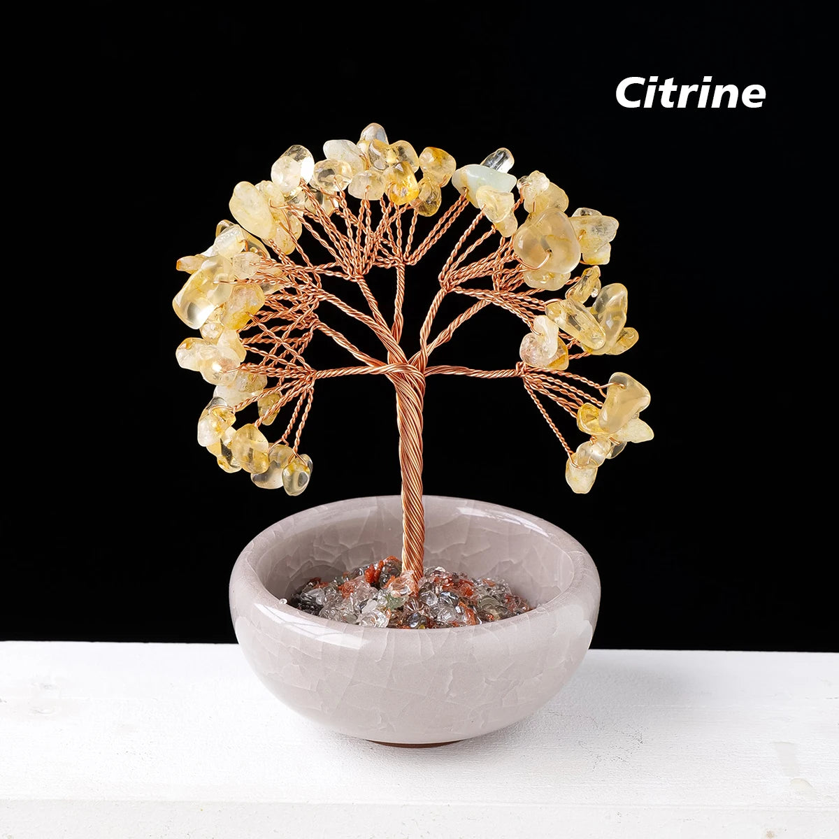 1PC Natural Crystal Tree Energy Stone and Crystal Money Tree Copper Wire Wrapped Colorful Flower Pots Yoga Feng Shui Trees