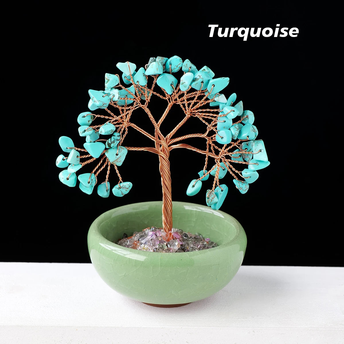 1PC Natural Crystal Tree Energy Stone and Crystal Money Tree Copper Wire Wrapped Colorful Flower Pots Yoga Feng Shui Trees