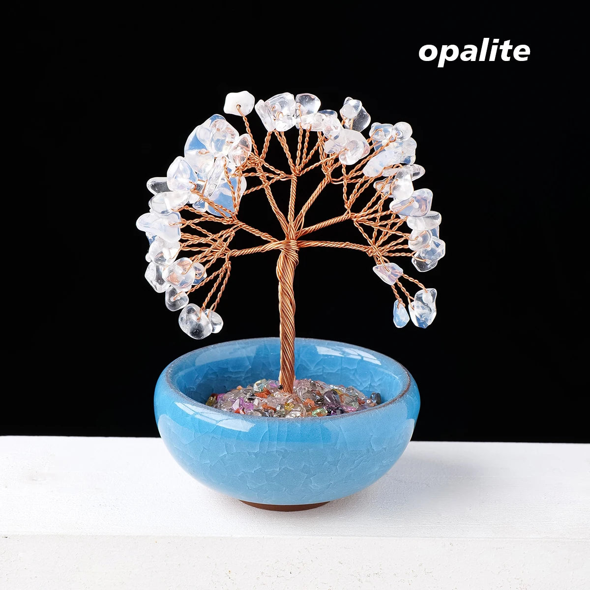 1PC Natural Crystal Tree Energy Stone and Crystal Money Tree Copper Wire Wrapped Colorful Flower Pots Yoga Feng Shui Trees