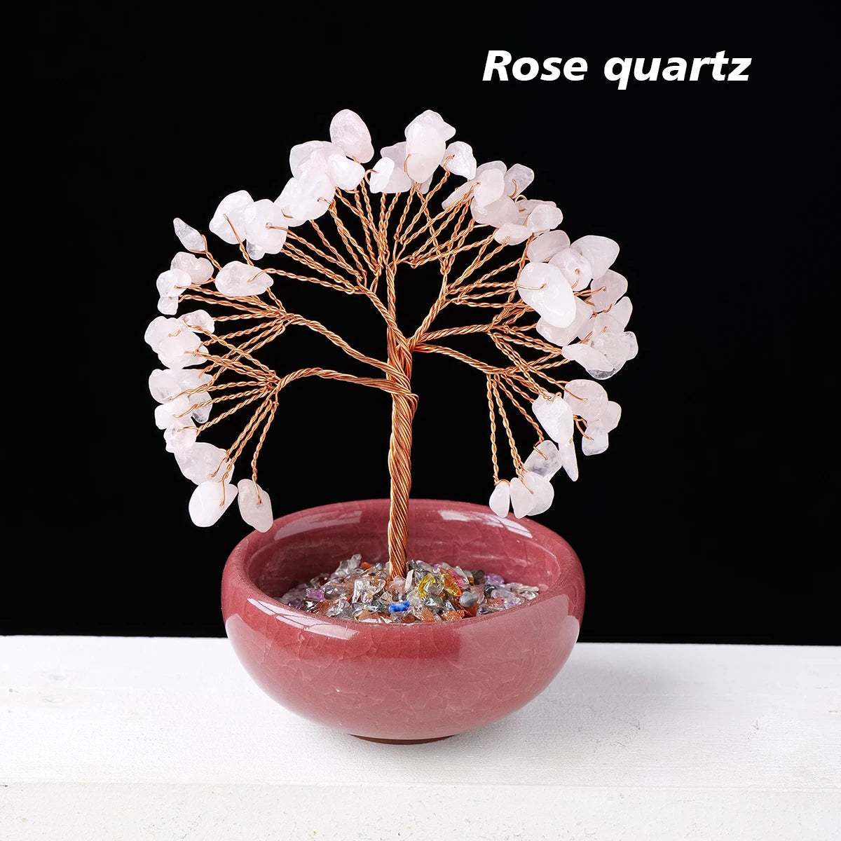 1PC Natural Crystal Tree Energy Stone and Crystal Money Tree Copper Wire Wrapped Colorful Flower Pots Yoga Feng Shui Trees