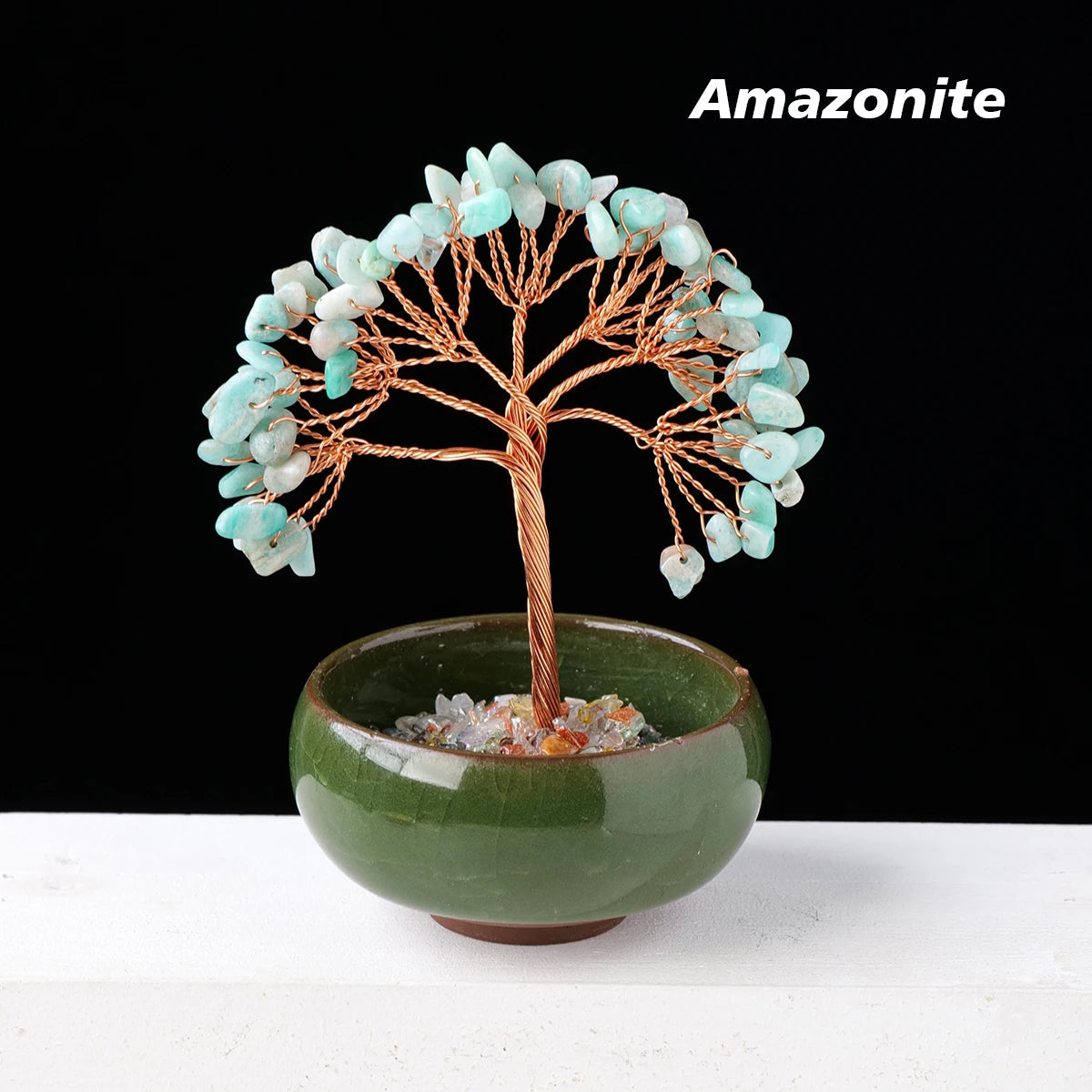 1PC Natural Crystal Tree Energy Stone and Crystal Money Tree Copper Wire Wrapped Colorful Flower Pots Yoga Feng Shui Trees