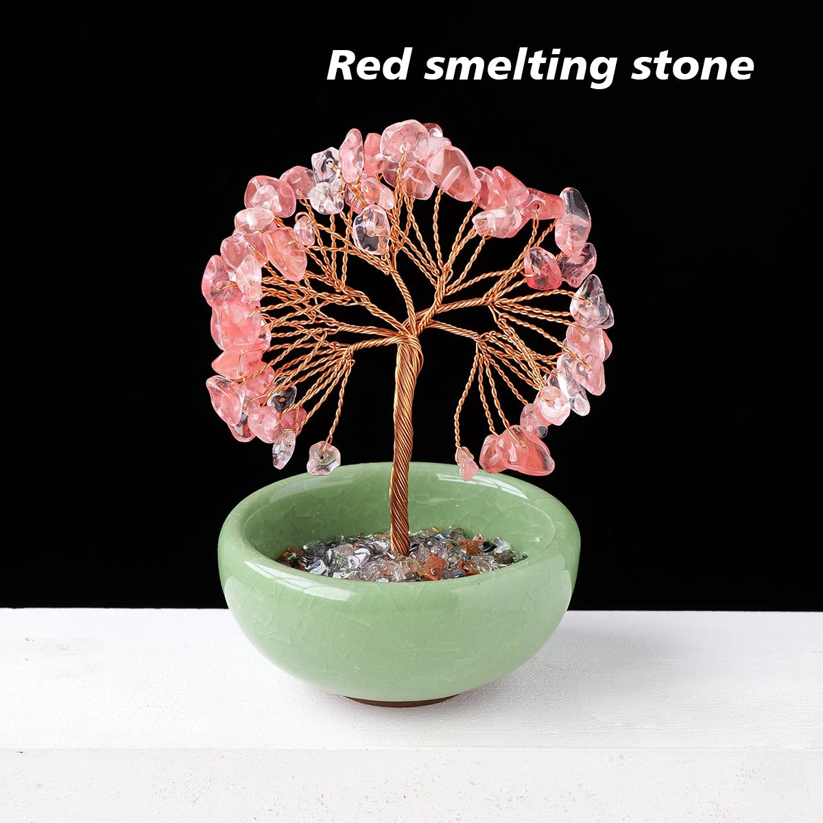 1PC Natural Crystal Tree Energy Stone and Crystal Money Tree Copper Wire Wrapped Colorful Flower Pots Yoga Feng Shui Trees