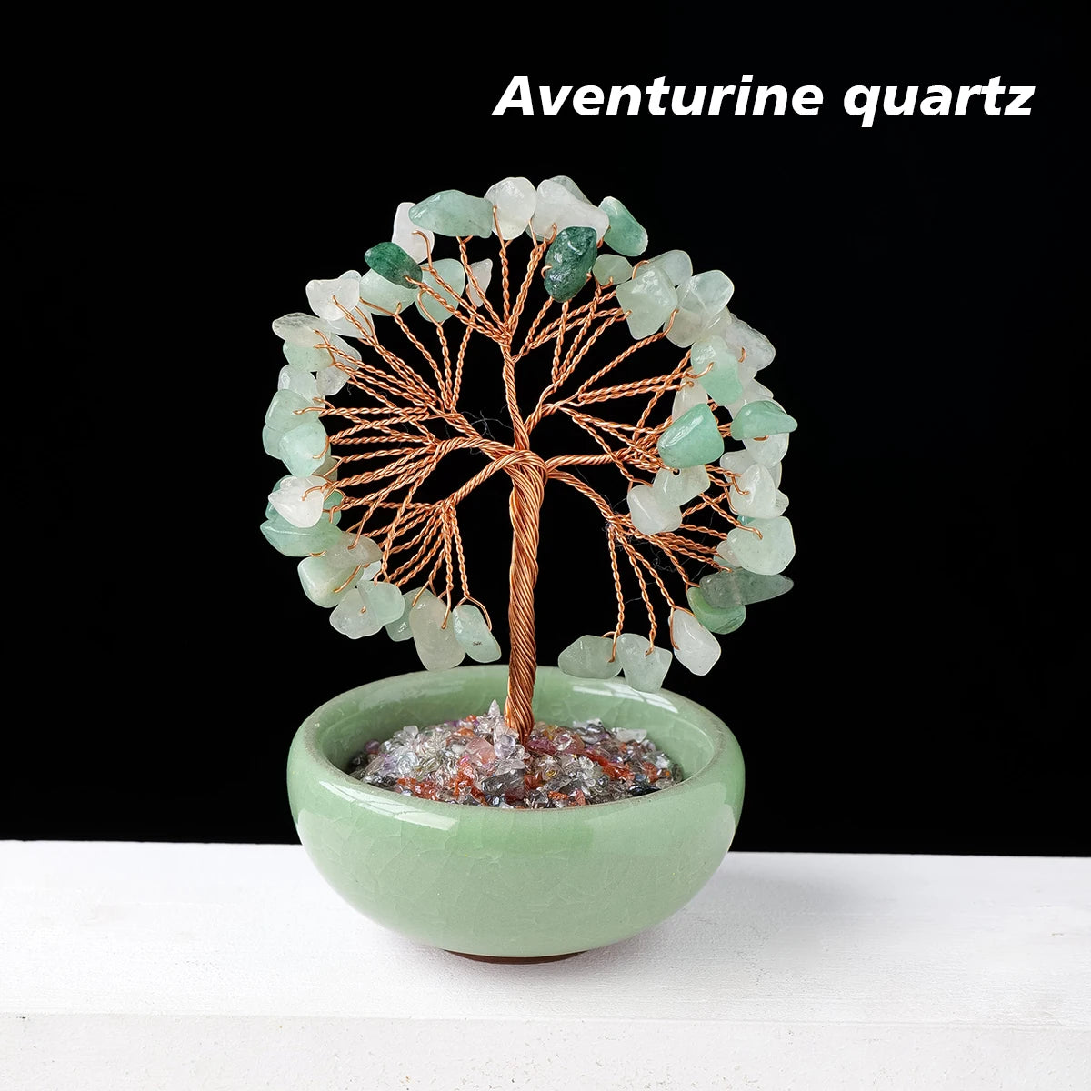 1PC Natural Crystal Tree Energy Stone and Crystal Money Tree Copper Wire Wrapped Colorful Flower Pots Yoga Feng Shui Trees