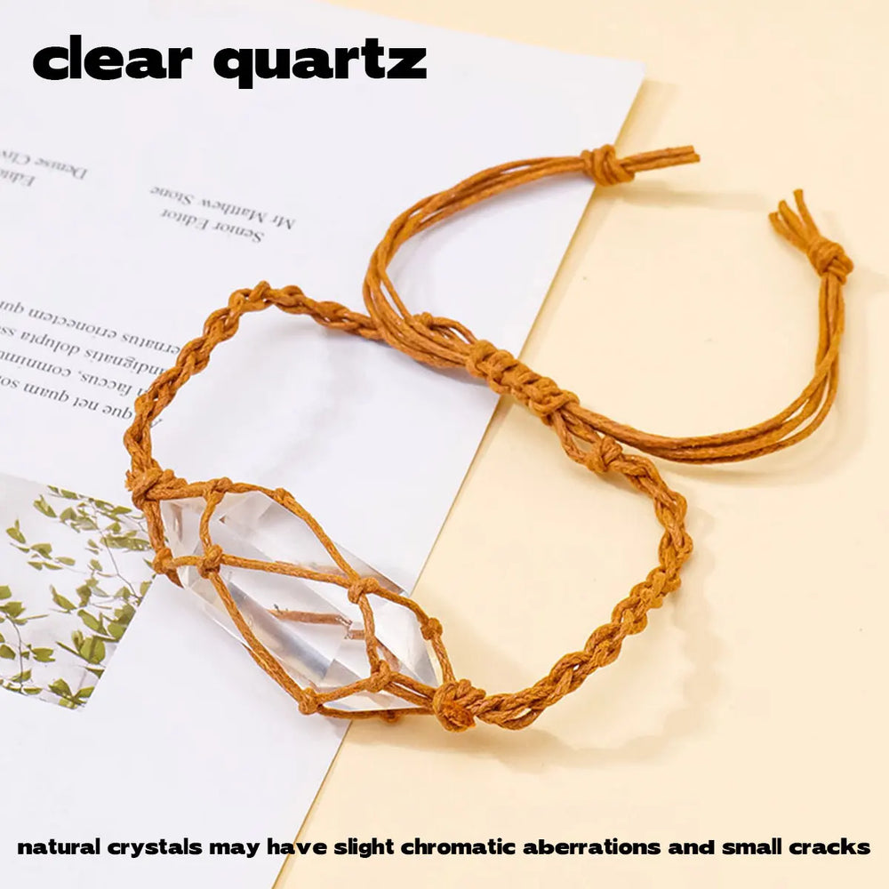 1PC Natural Crystal Weave Bracelet Healing Double Point Bracelet for Women Protection Bracelet Yoga Reiki Chakras Meditation