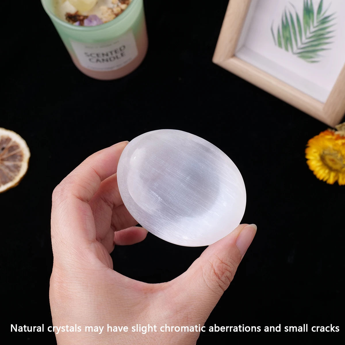 1PC Natural Crystal White Selenite Palm Stone Mind Healing Finger Massage Stone Feng Feng Shui