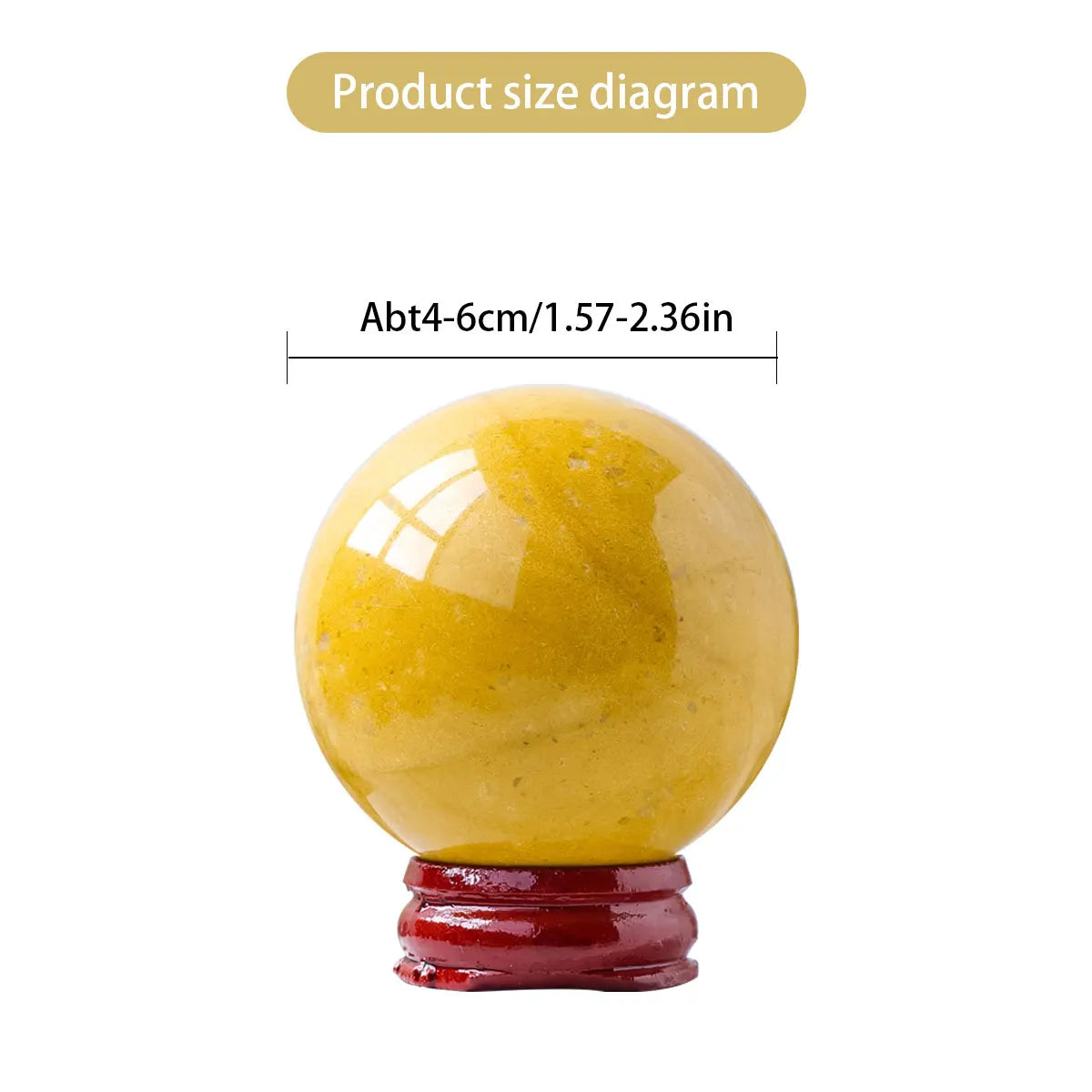 1PC Natural Crystal Yellow Aventurine Quartz Ball Healing Crystals Sphere with Decorative Wooden Stand Fengshui Ornaments