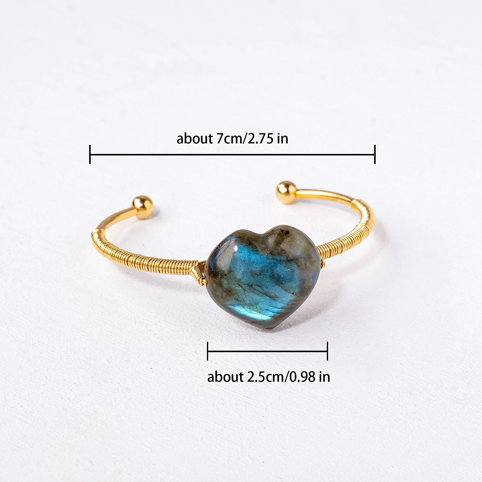 1PC Natural Crystal labradorite Heart Shape Bracelet Fashion Jewelry Gift Decoration Healing Energy Holiday Party Gifts