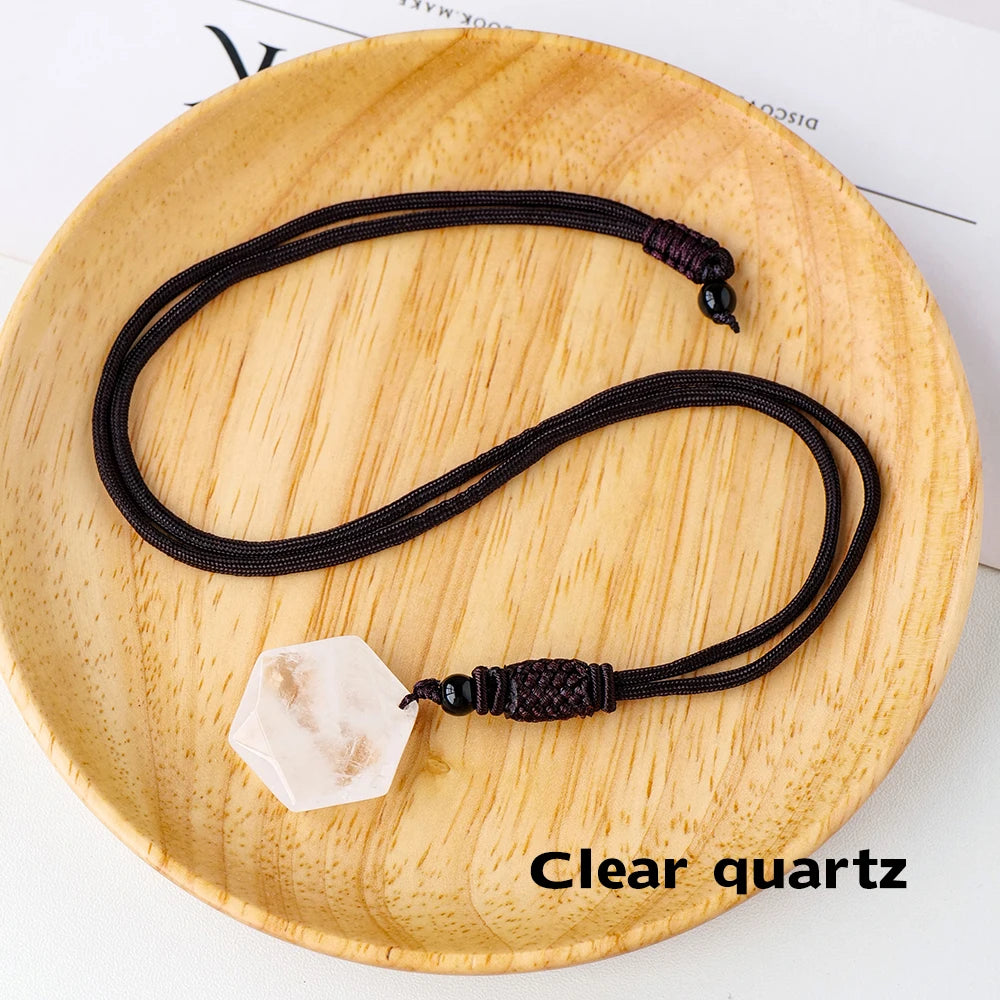 1PC Natural Crystal stone Healing Quartz Aventurine Lapis lazuli Crystal Six Star Pendant Accessories Pendant