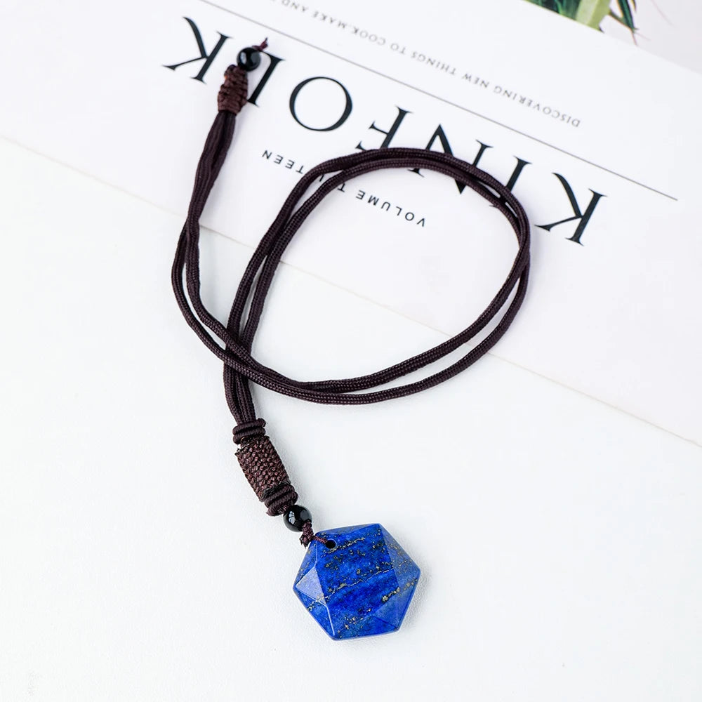 1PC Natural Crystal stone Healing Quartz Aventurine Lapis lazuli Crystal Six Star Pendant Accessories Pendant