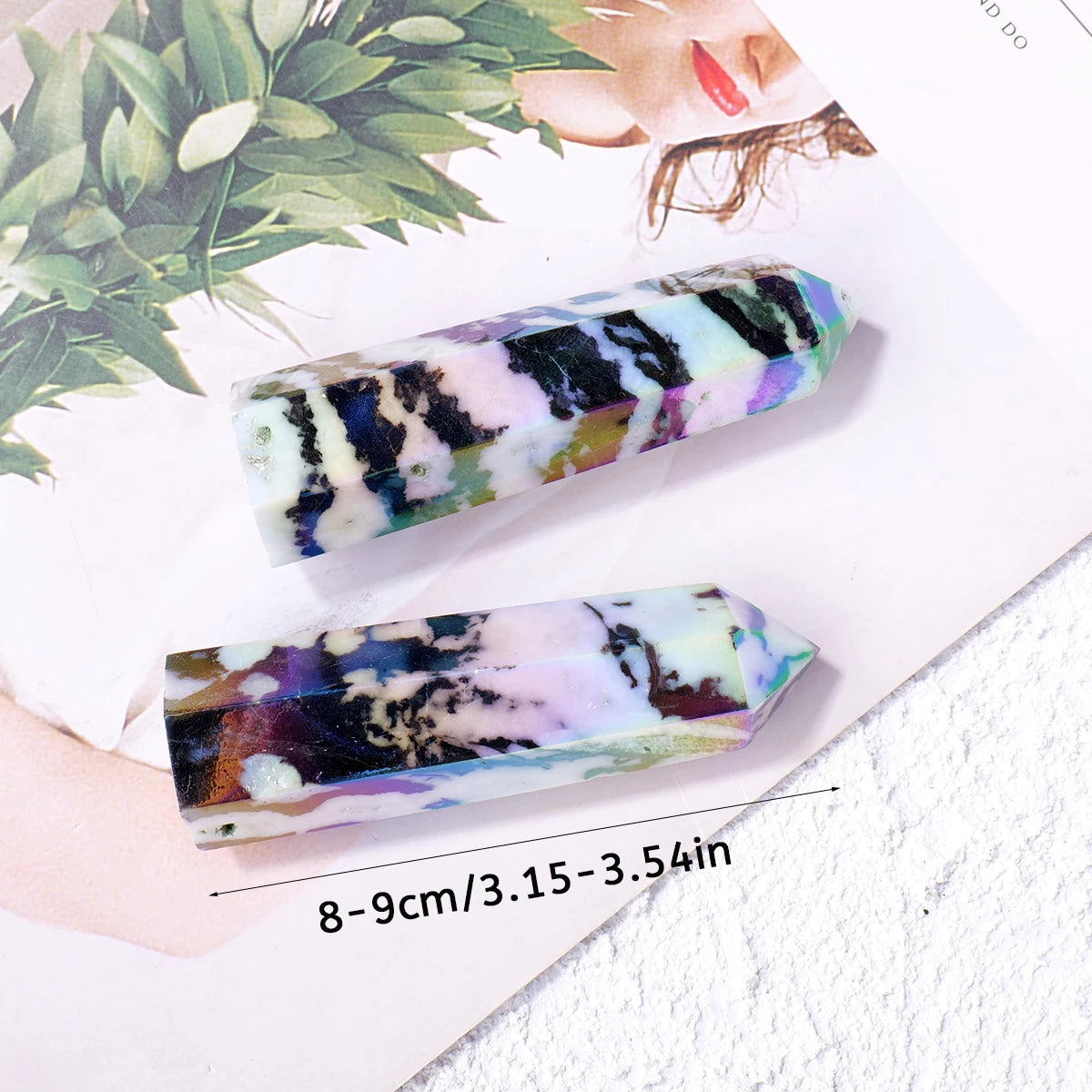 1PC Natural Crystal zebra stone Point Healing Crystal Quartz Tower Healing Wand Meditation Stone Energy Gem Home Decoration