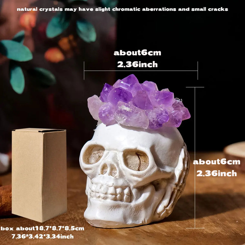 1PC Natural Crystals Healing Stones Amethyst Tooth Flower Skull Hand Crystal Feng Shui Ornament Home Decoration  Halloween Gift