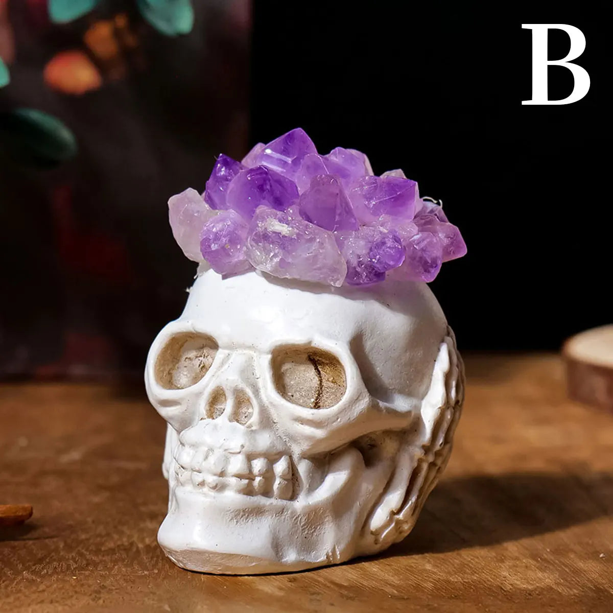 1PC Natural Crystals Healing Stones Amethyst Tooth Flower Skull Hand Crystal Feng Shui Ornament Home Decoration  Halloween Gift