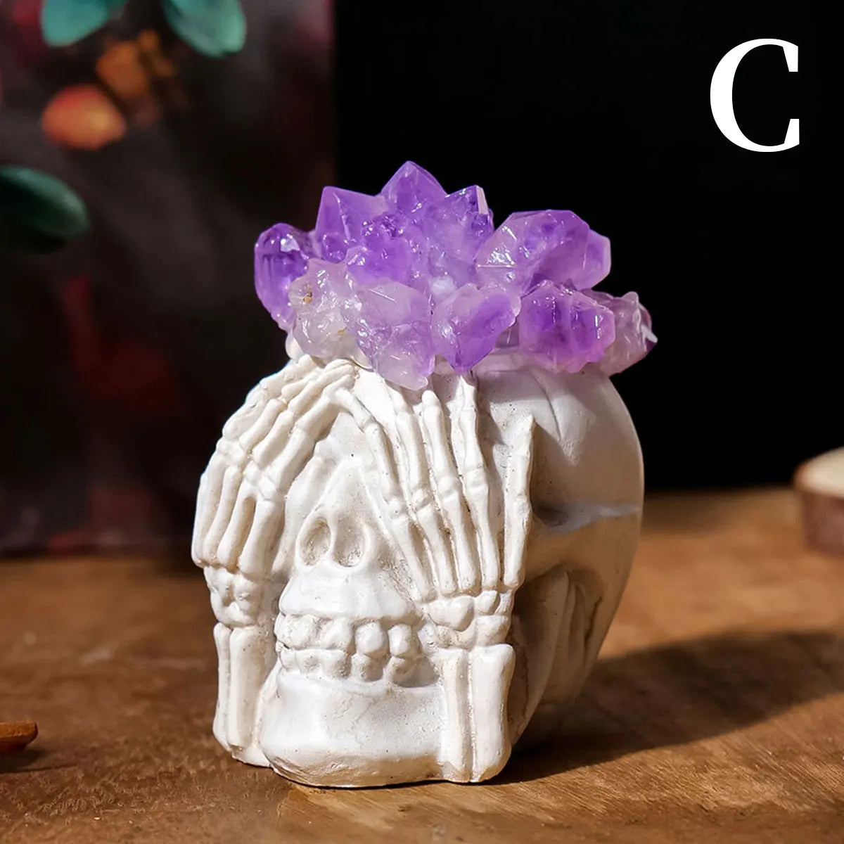 1PC Natural Crystals Healing Stones Amethyst Tooth Flower Skull Hand Crystal Feng Shui Ornament Home Decoration  Halloween Gift