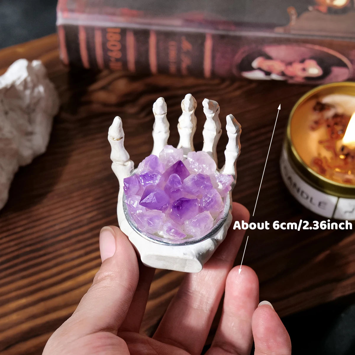 1PC Natural Crystals Healing Stones Amethyst Tooth Flower Skull Hand Crystal Feng Shui Ornament Home Decoration Halloween Gift