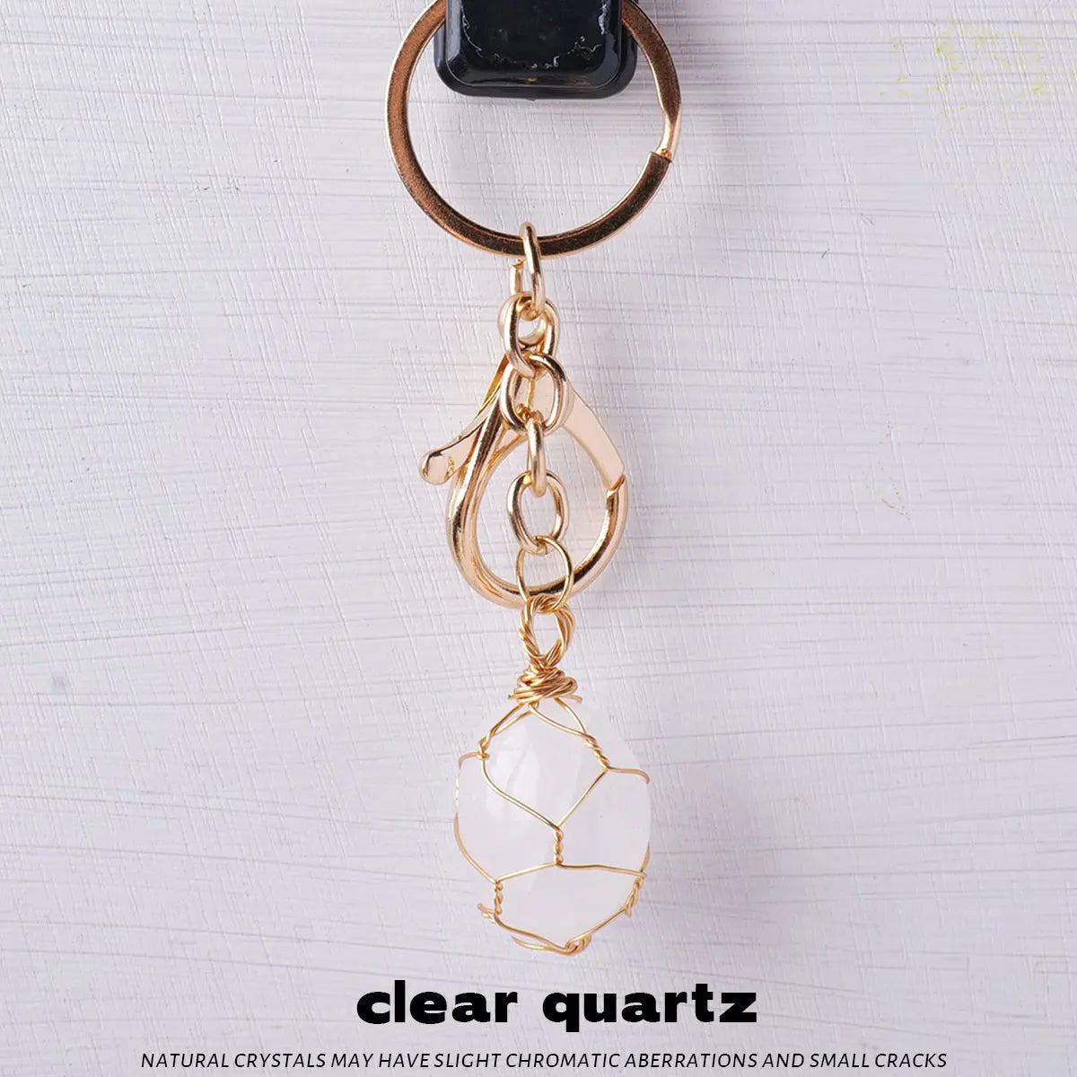 1PC Natural Gem Stone Keychains Clear Quartz Rolling Stones Amethyst Key Chain For DIY Car Key Rings Chains