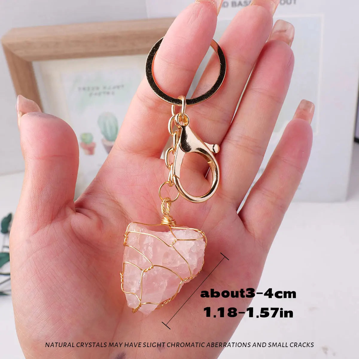 1PC Natural Gem Stone Keychains Clear Quartz Rough Stone Amethyst Key Chain For DIY Car Key Rings Chains