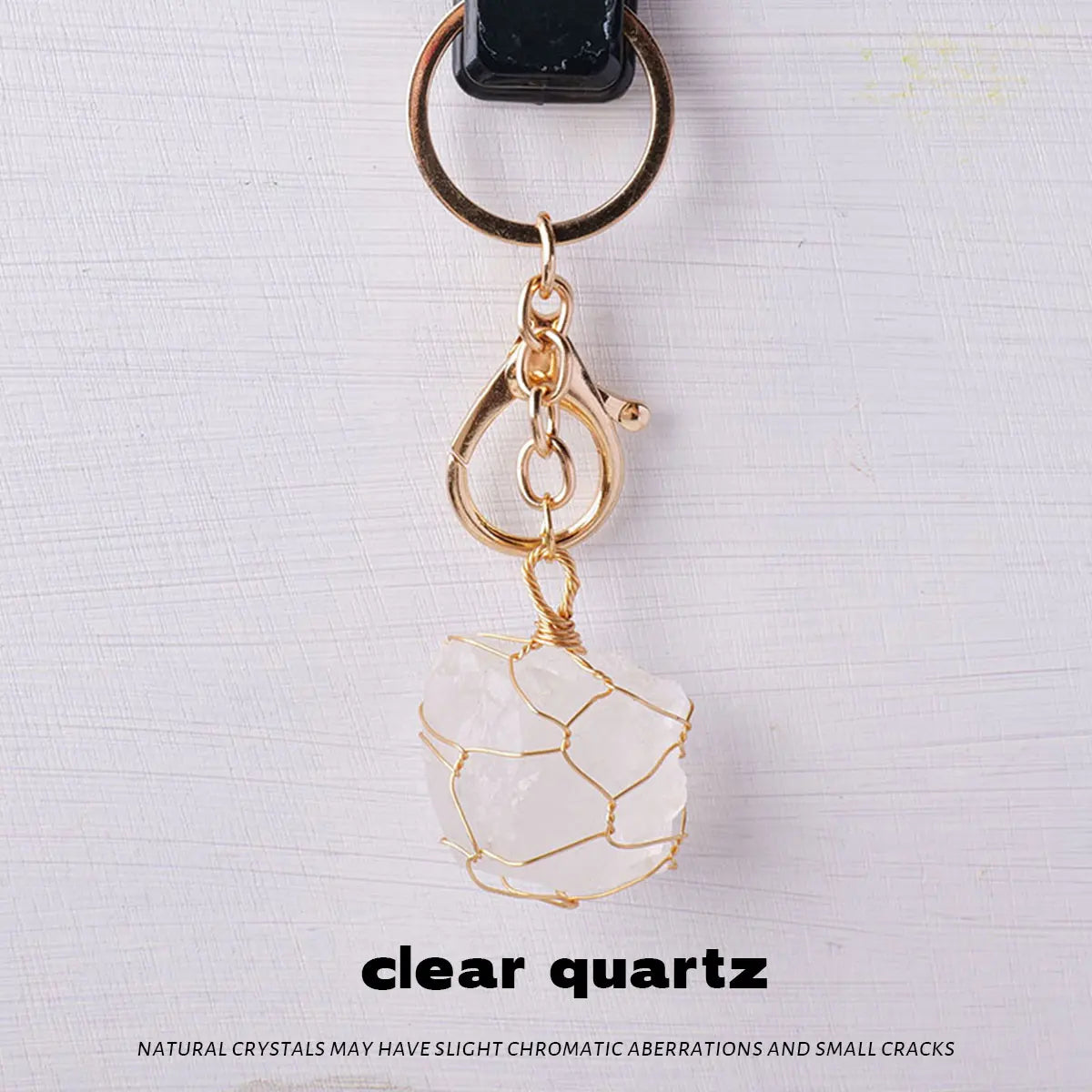 1PC Natural Gem Stone Keychains Clear Quartz Rough Stone Amethyst Key Chain For DIY Car Key Rings Chains