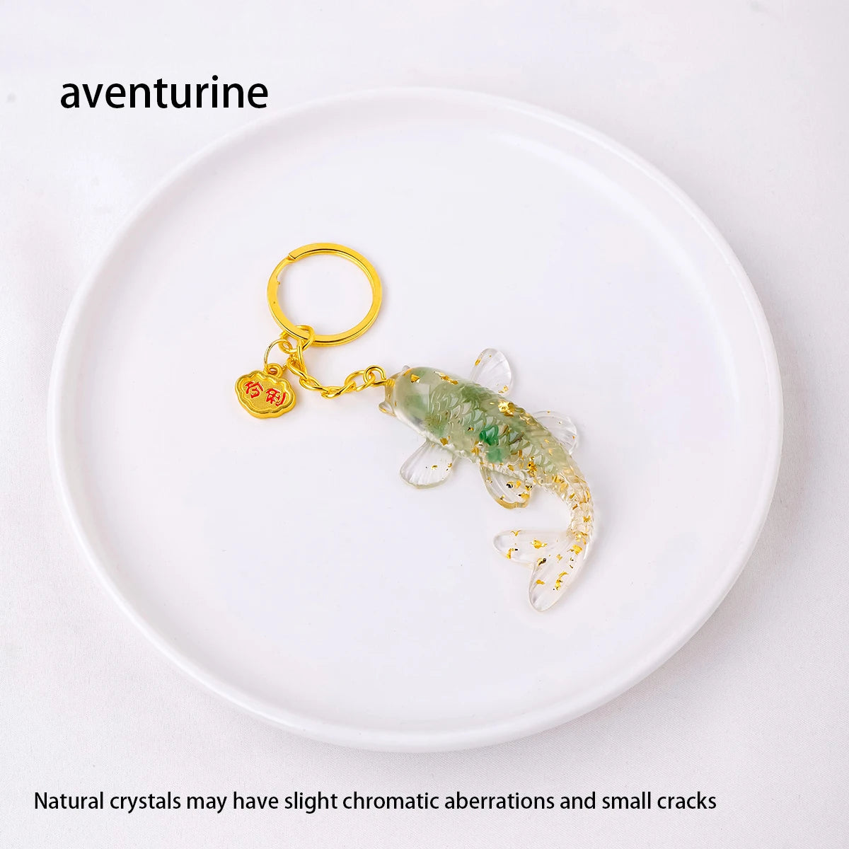 1PC Natural Gem Stone Keychains Dropper Resin Fish Amethyst Key Chain For DIY Car Key Rings Chains