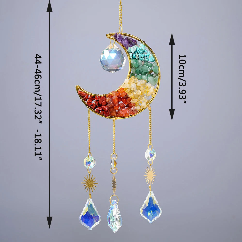 1PC Natural Gemstone Chakra Crystal Gravel Sun Catcher For Rainbow Maker Hanging Crystal Witch Suncatcher Windchime Wall Decor