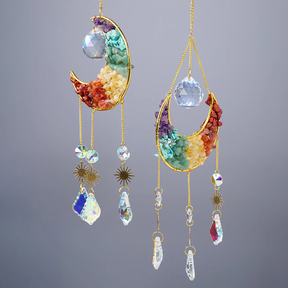 1PC Natural Gemstone Chakra Crystal Gravel Sun Catcher For Rainbow Maker Hanging Crystal Witch Suncatcher Windchime Wall Decor