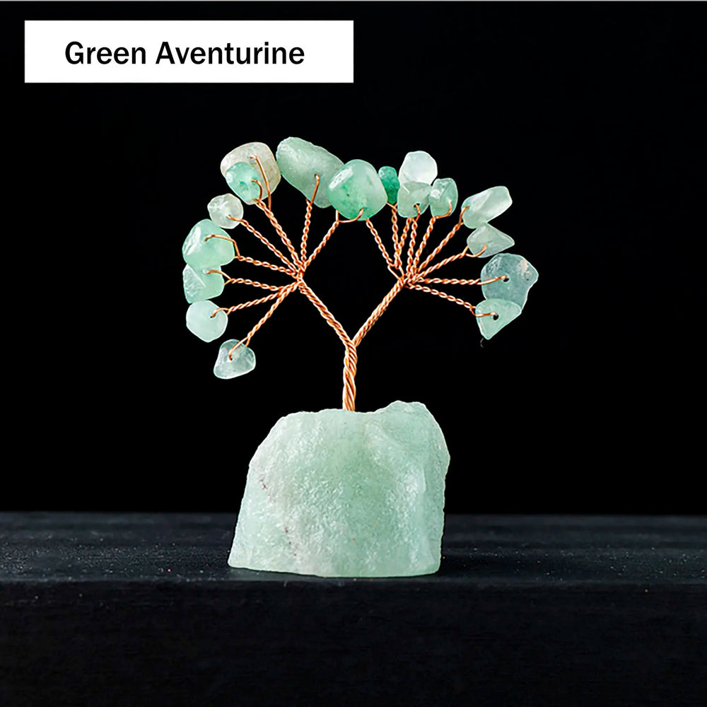 1PC Natural Gemstone Crystal Lucky Tree With Raw Stone Base Home Office Desk Living Room Crystal Decor Mini Sized