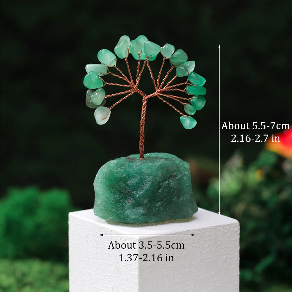 1PC Natural Gemstone Crystal Lucky Tree irregular  Raw Stone Base Home Office Desk Living Room Crystal Decor