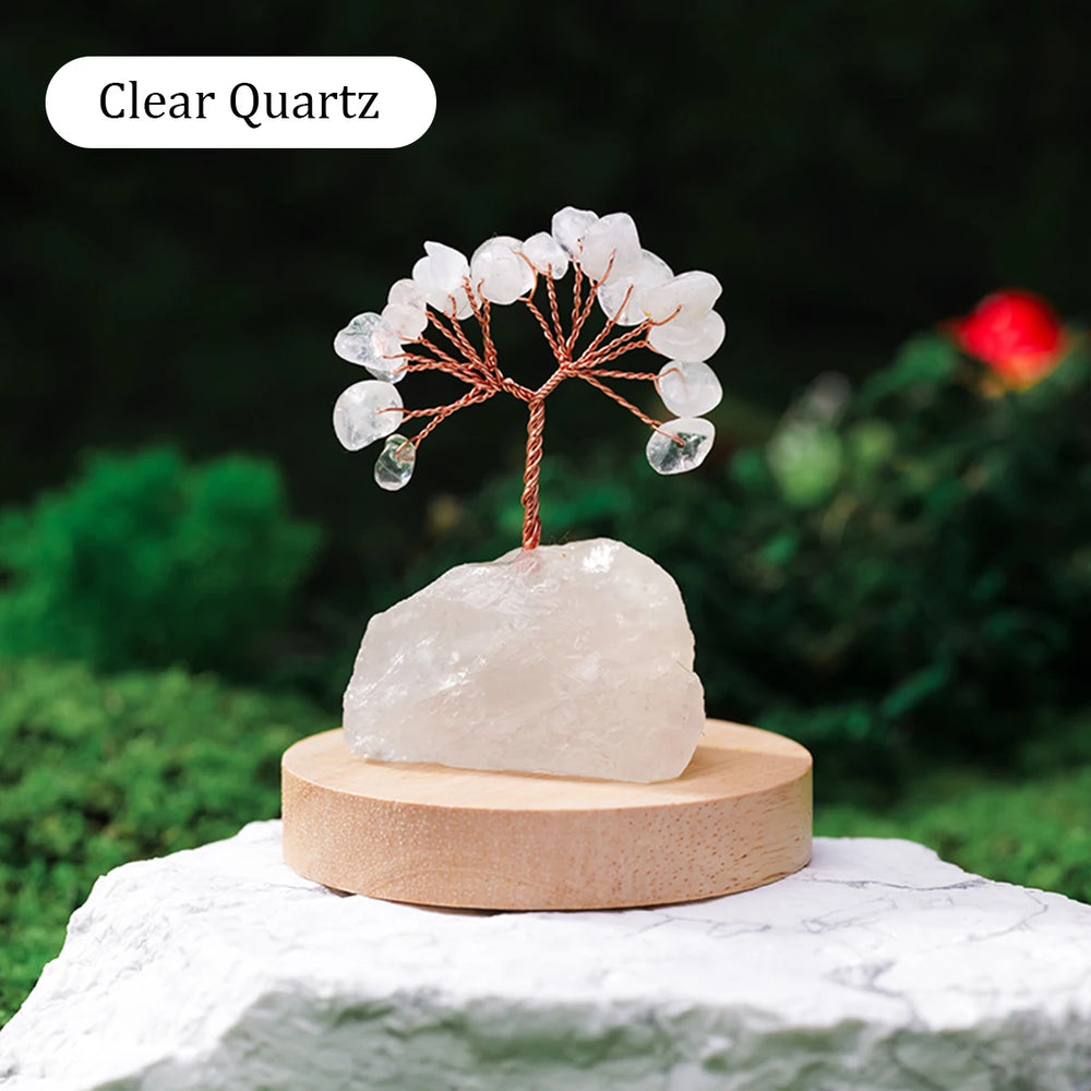 1PC Natural Gemstone Crystal Lucky Tree irregular  Raw Stone Base Home Office Desk Living Room Crystal Decor