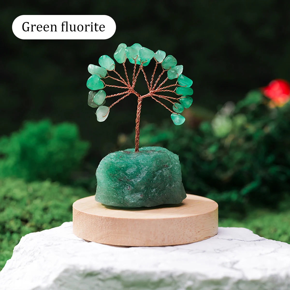 1PC Natural Gemstone Crystal Lucky Tree irregular  Raw Stone Base Home Office Desk Living Room Crystal Decor