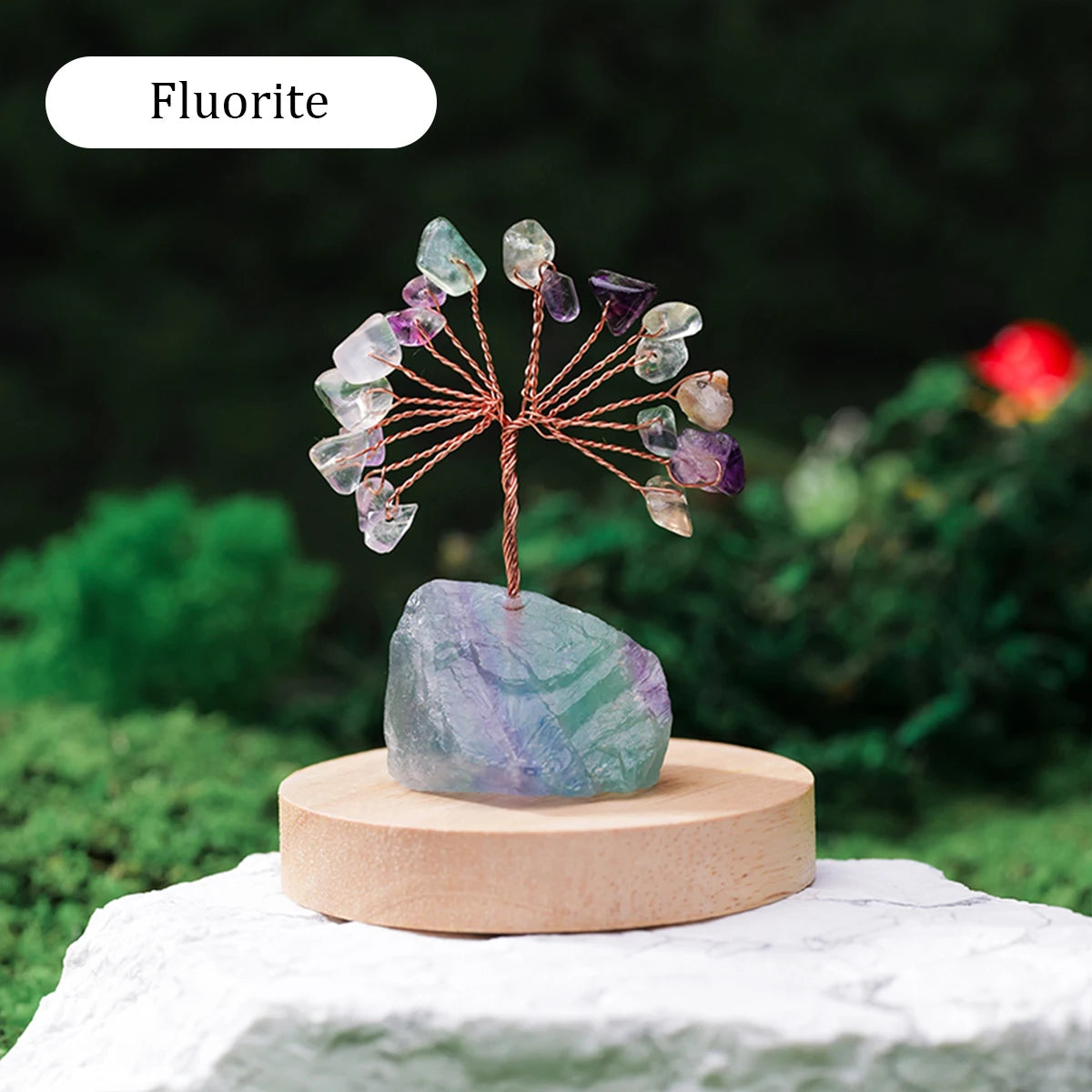 1PC Natural Gemstone Crystal Lucky Tree irregular  Raw Stone Base Home Office Desk Living Room Crystal Decor