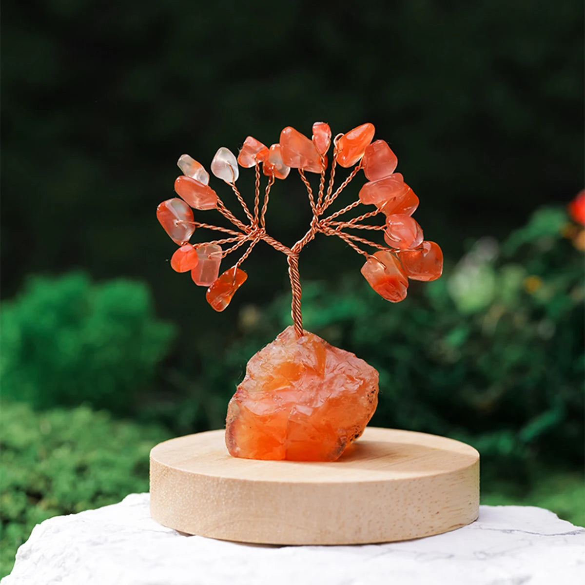 1PC Natural Gemstone Crystal Lucky Tree irregular  Raw Stone Base Home Office Desk Living Room Crystal Decor