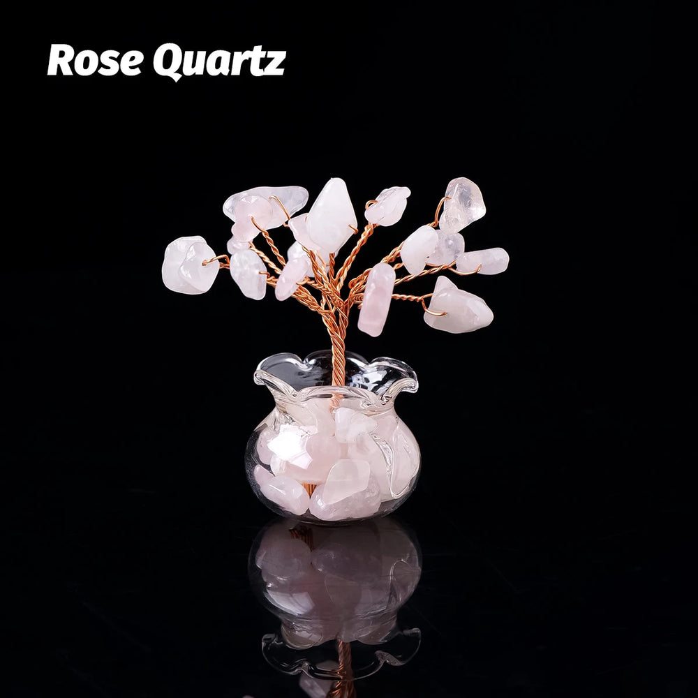 1PC Natural Gemstone DIY Mini Crystal Gravel Tree Rose Quartz Amethyst Healing Stones Children's Gift Home Ornaments