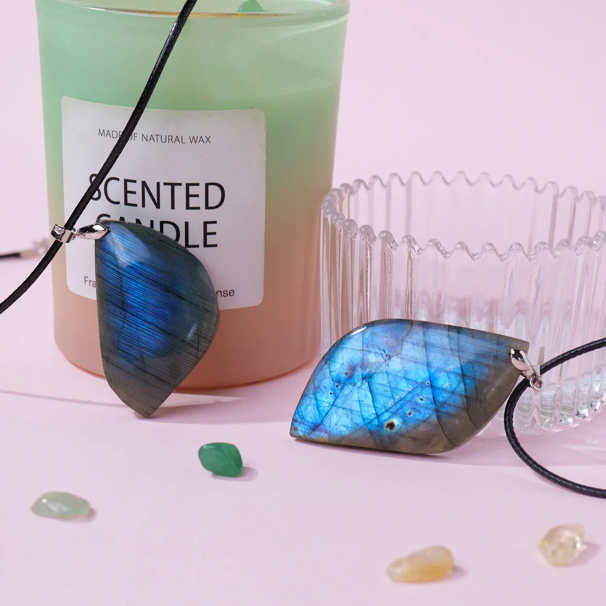 1PC Natural Gemstone Flowing Blue Light Labradorite Crystal Pendant Leaf Shape Necklace jewelry Gifts