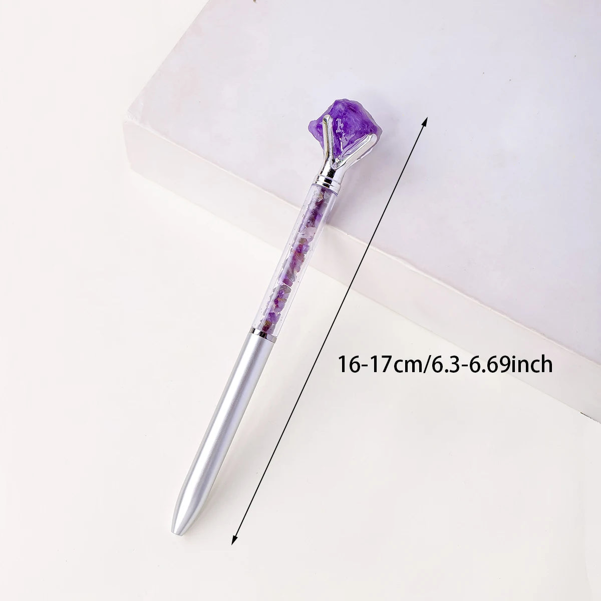 1PC Natural Healing Amethyst Crystal Original Raw Stone Cylindrical Pen Ballpoint Pen Student Stationery Office Business Gifts