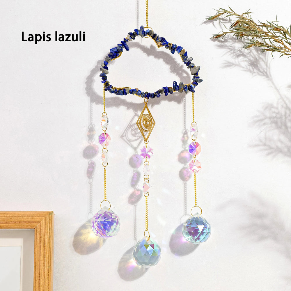 1PC Natural Healing Crystal Pendant Crystal Gravels Cloud Sun Catcher Reiki Gemstone For Home Garden Wedding Garden Decoration